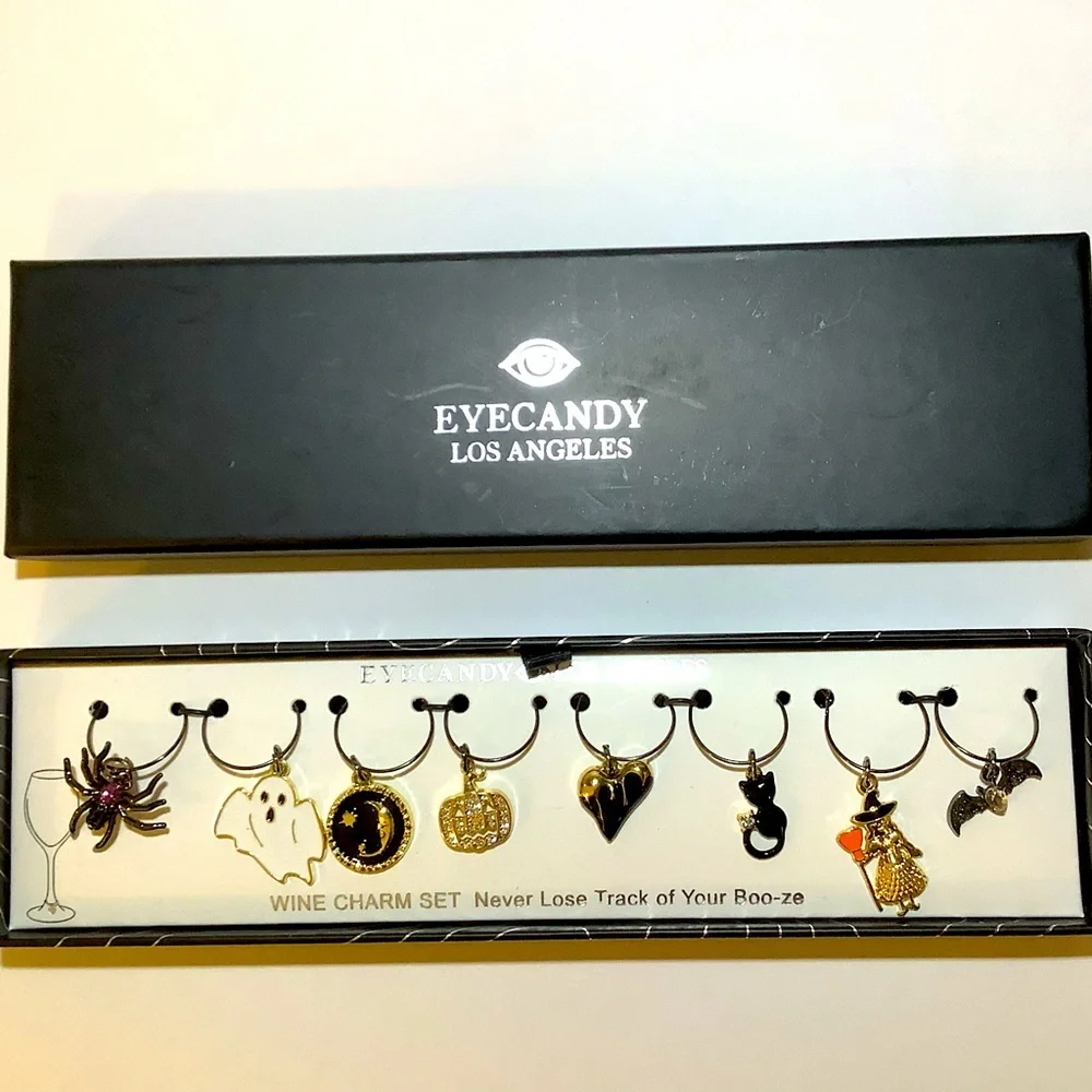 Eye Candy LA Halloween Wine Charms Set Of 8 New